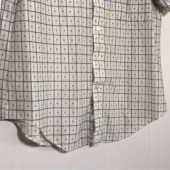 Kmart Shirt Mens XL White Vintage 70s Pointed Collar Button Up Geometric Check - Picture 3 of 12
